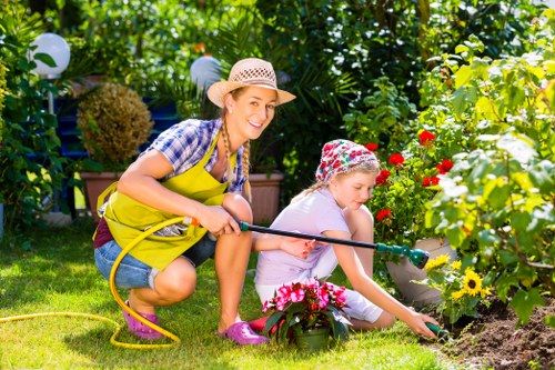 Healthy soil preparation with compost and gardening tools